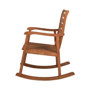 Carey Modern Slat-Back 300-Lbs Support Acacia Wood Patio Outdoor Rocking Chair - JONATHAN Y